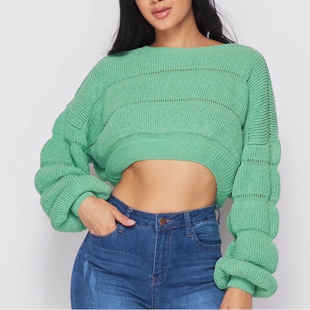 Hera Collection Mint Green Cropped Sweater